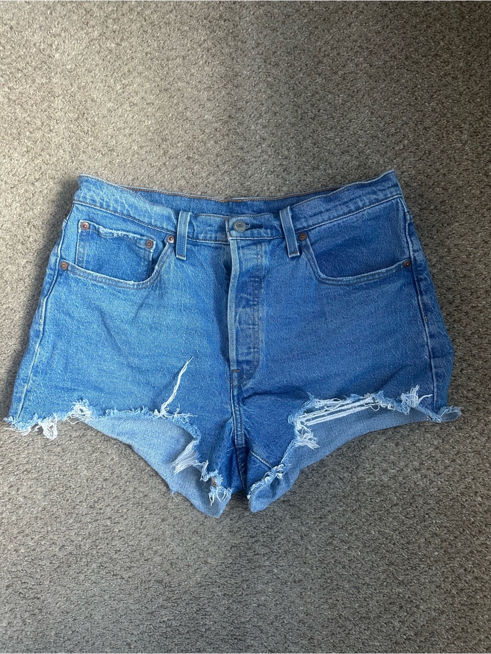 Levi’s 501 High-Waist Medium Wash Blue Denim Cutoff Shorts